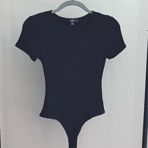 Lulus Women Kinship Black Ribbed Bodysuit